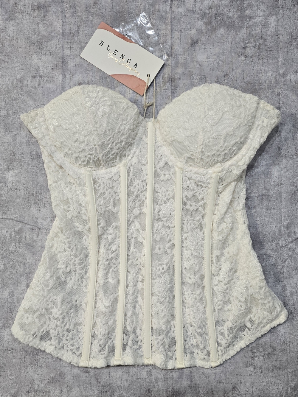 Blenca White Lace Corset Bustier Top Size M